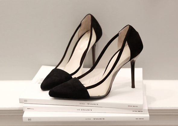 black suede heel